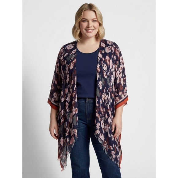 Vince Camuto Accessories - Vince Camuto Kimono Wrap Womens OS Navy Blue NWT Floral Print Boho Layering